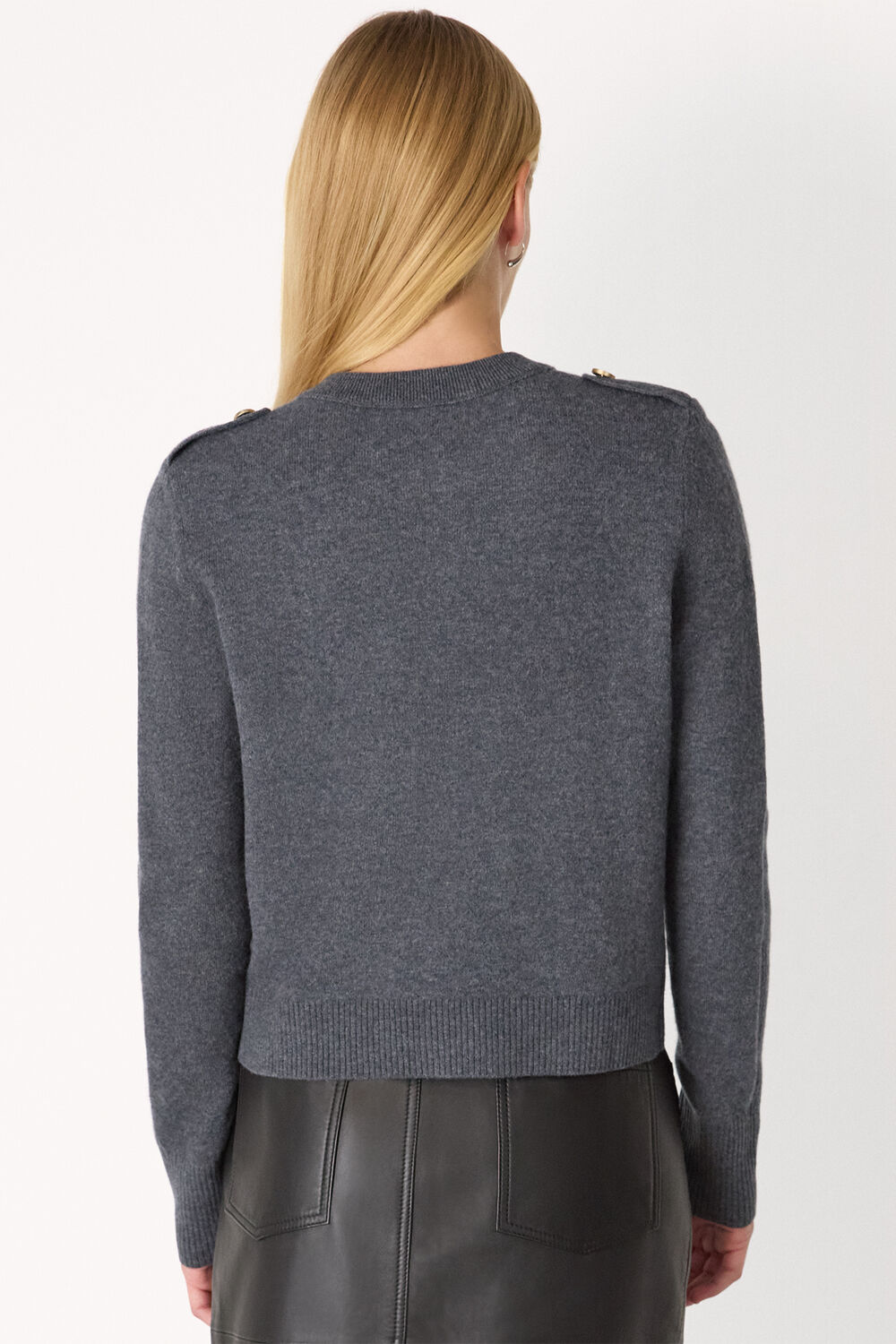 Dark Grey Military Crew Neck Cardigan