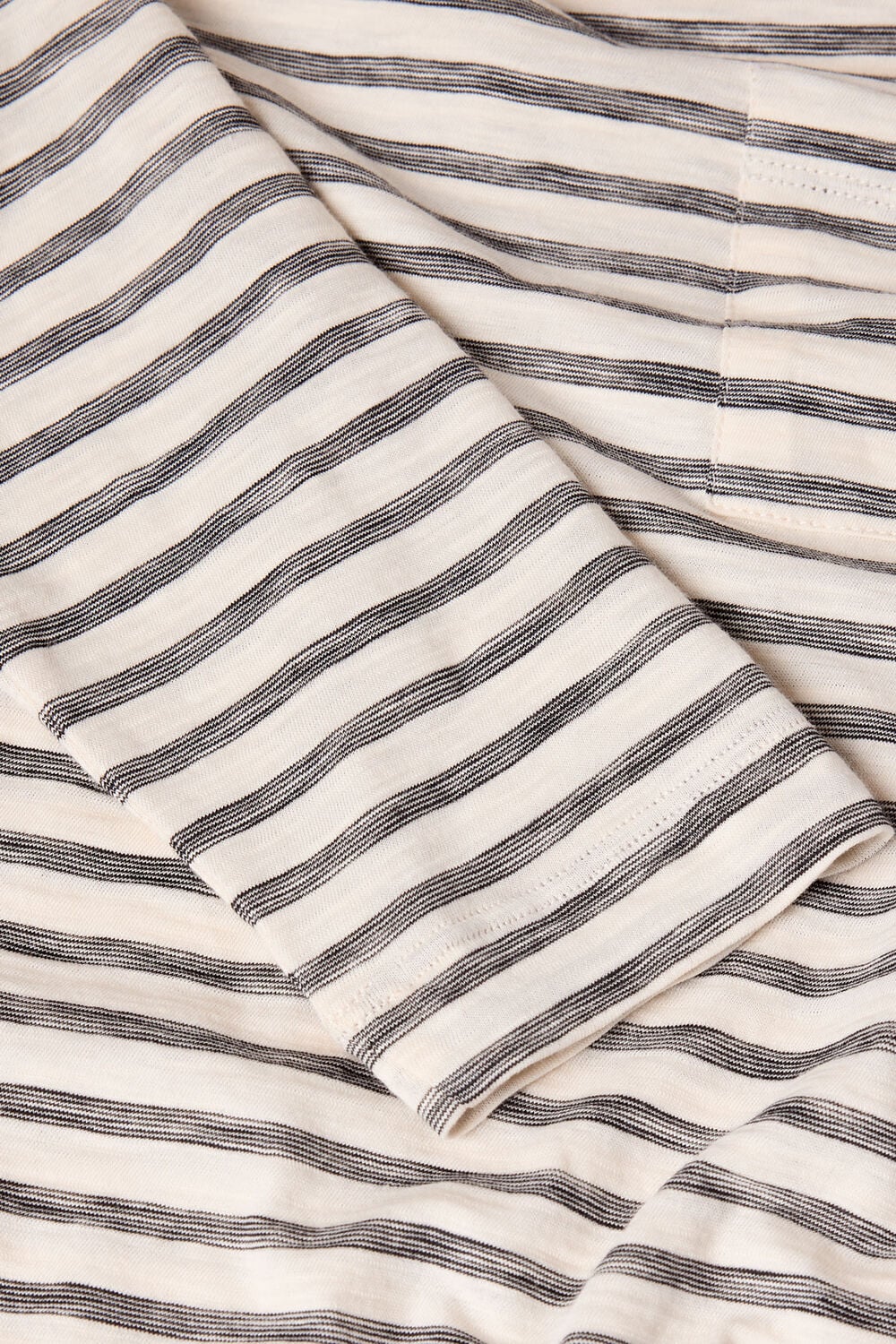 Ivory Stripe Crew Neck Pocket Top
