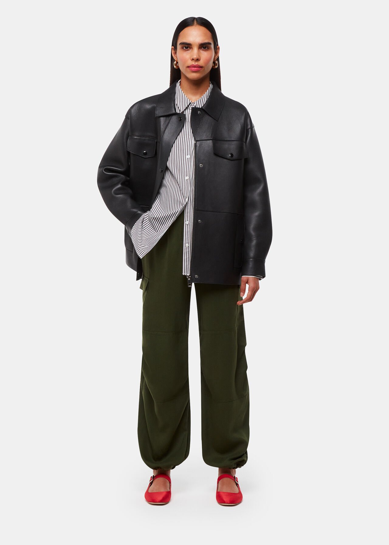 Black Clean Bonded Leather Jacket WHISTLES Whistles US