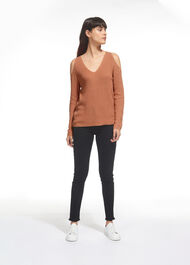 V Neck Cold Shoulder Sweater