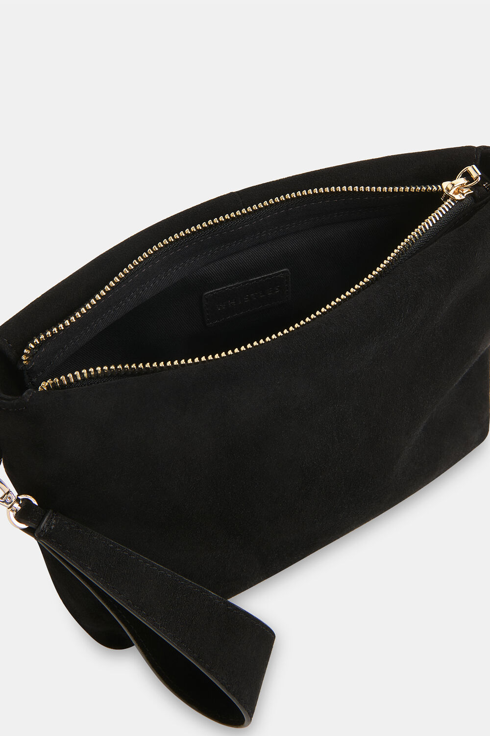 Avah Zip Top Suede Clutch