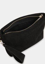 Avah Zip Top Suede Clutch