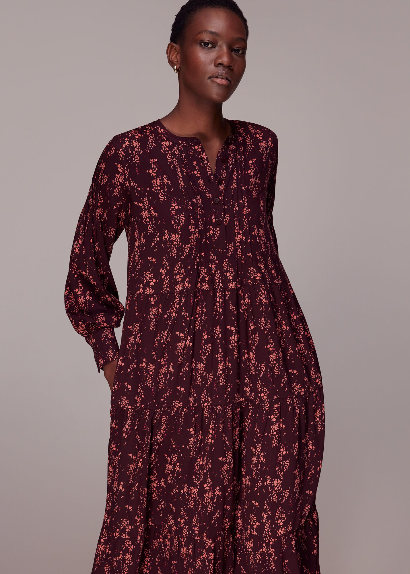 Pink Multi Wisteria Dot Trapeze Dress WHISTLES