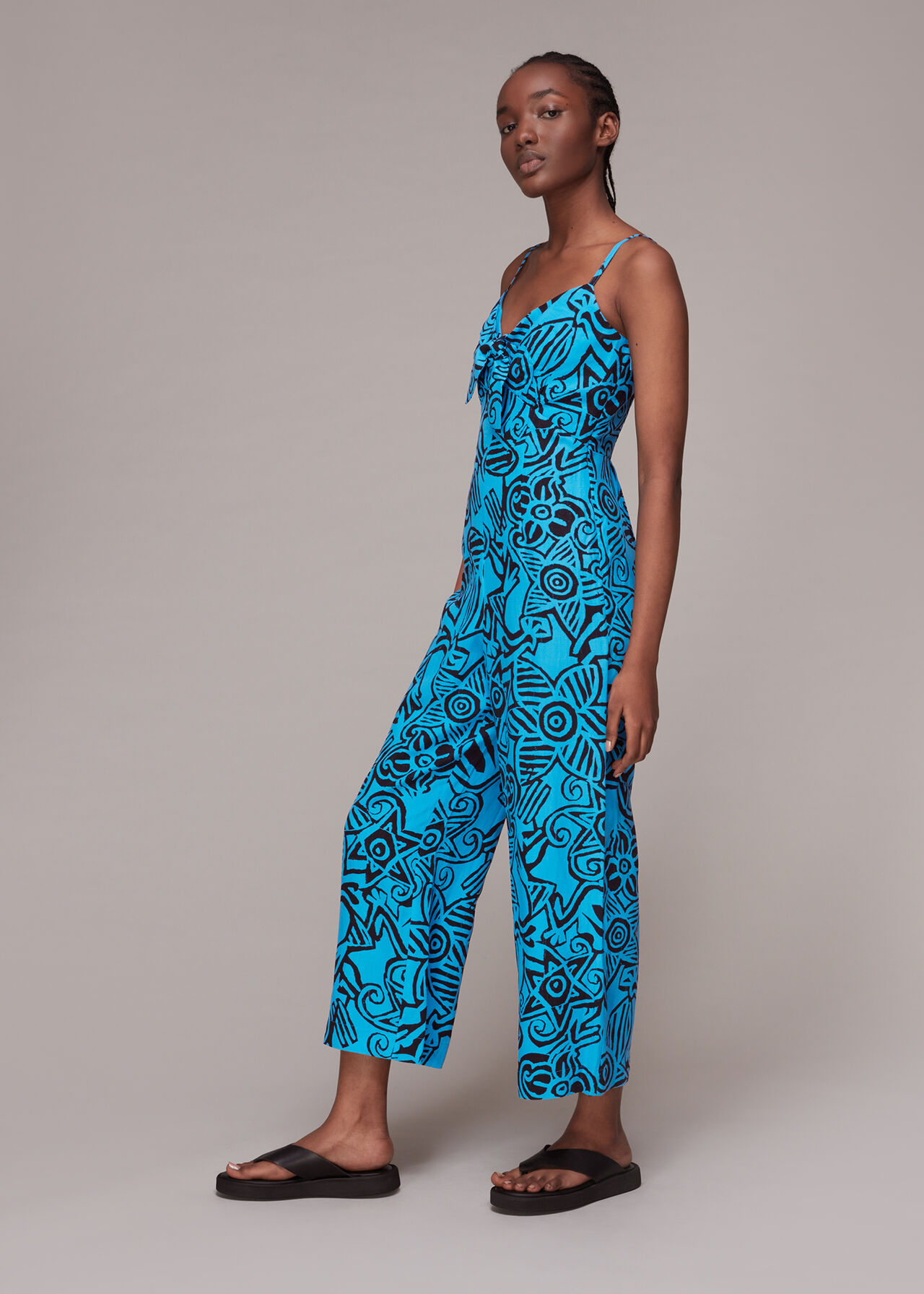 Starflower Print Tie Jumpsuit