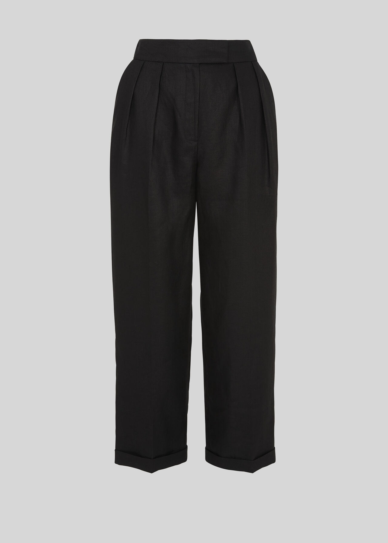 Black Lydia Linen Pleated Trouser | WHISTLES