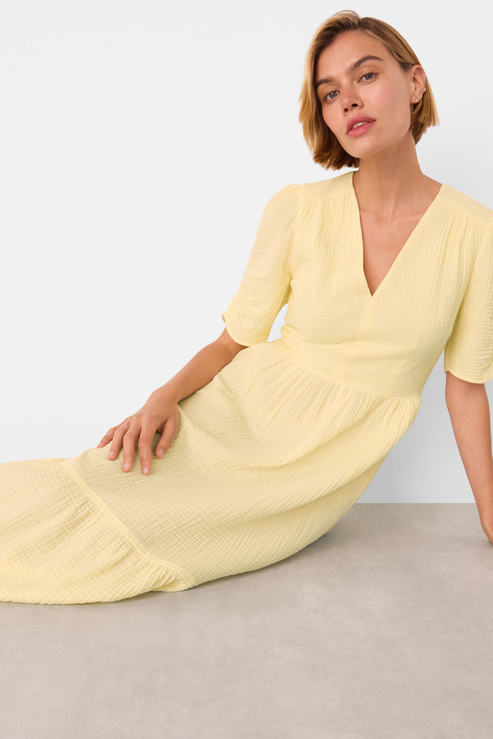 Textured Cotton Midi Dress