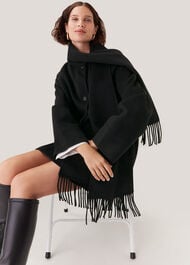 Double Face Wool Fringe Coat