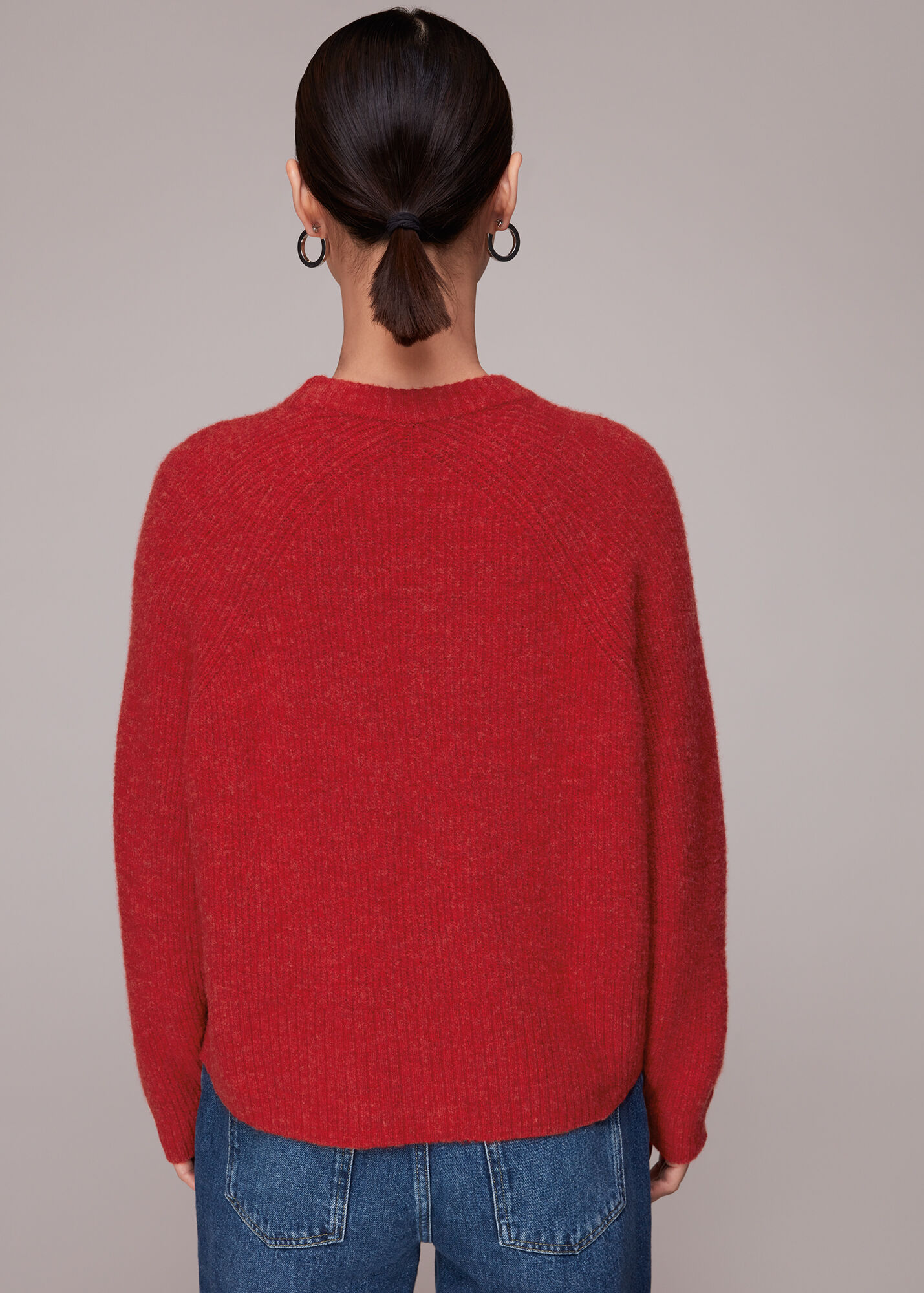 Red Frankie Ribbed Jumper WHISTLES Whistles AU