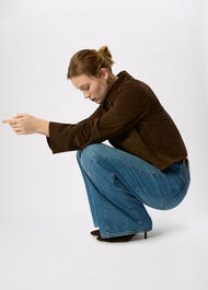 Button Cropped Suede Jacket