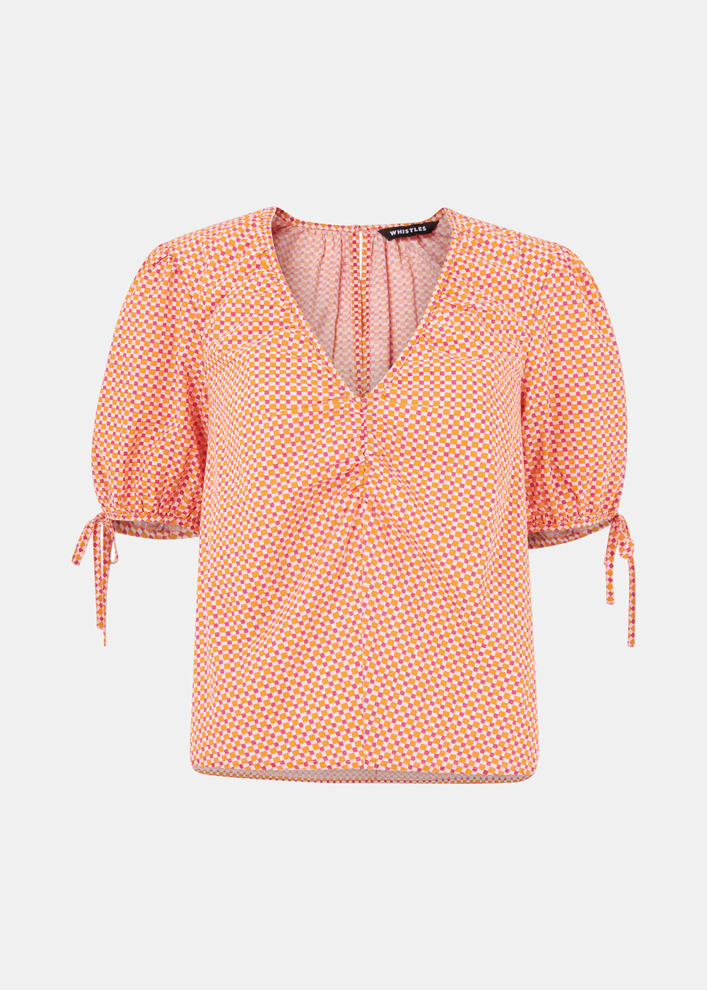 Ditsy Square Ruched Front Top