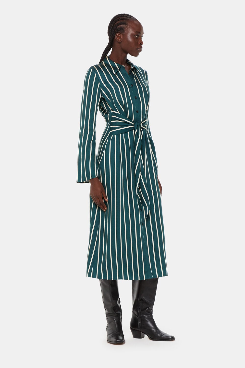 Green Alex Stripe Shirt Dress