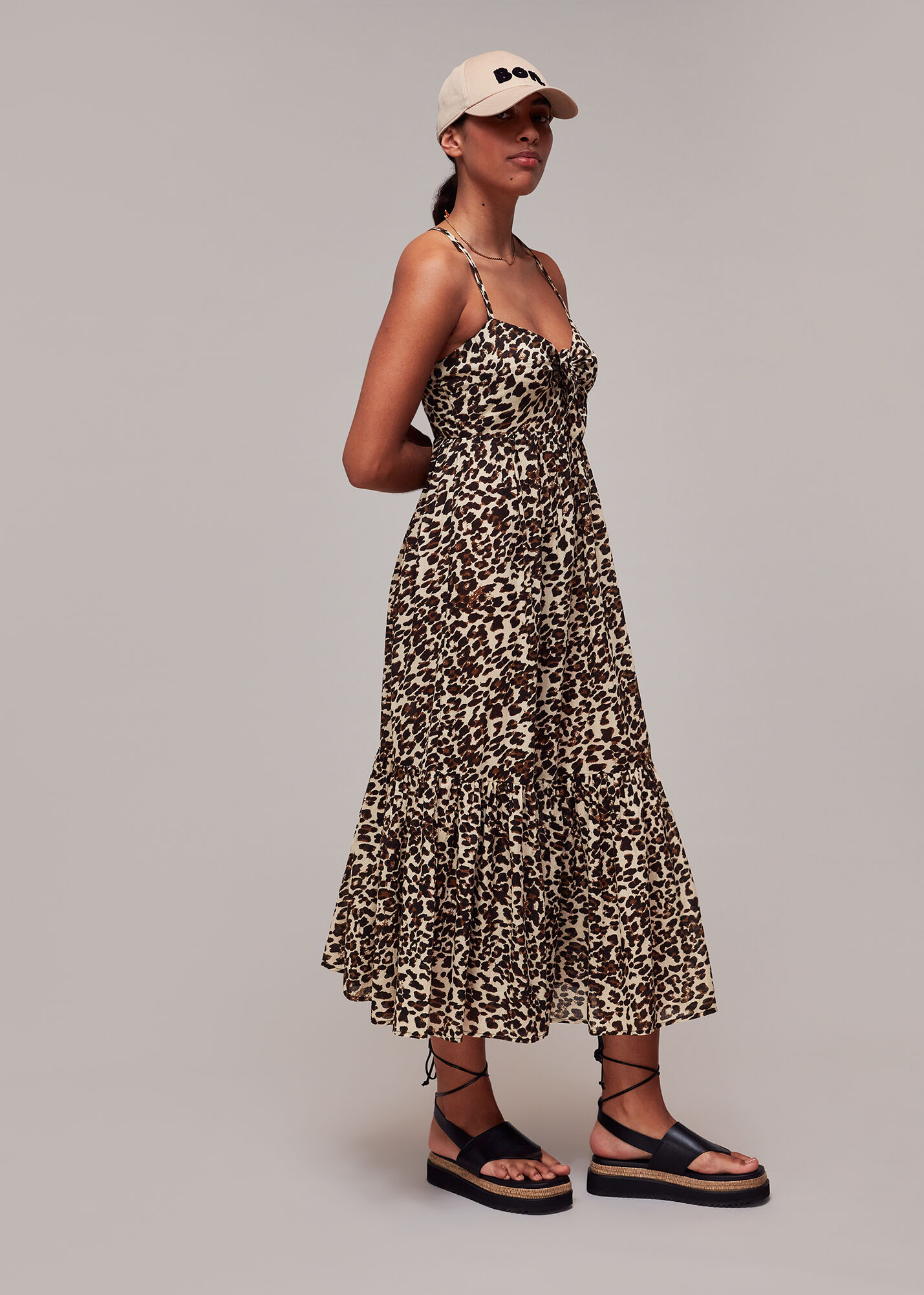 Leopard tie deals front dress