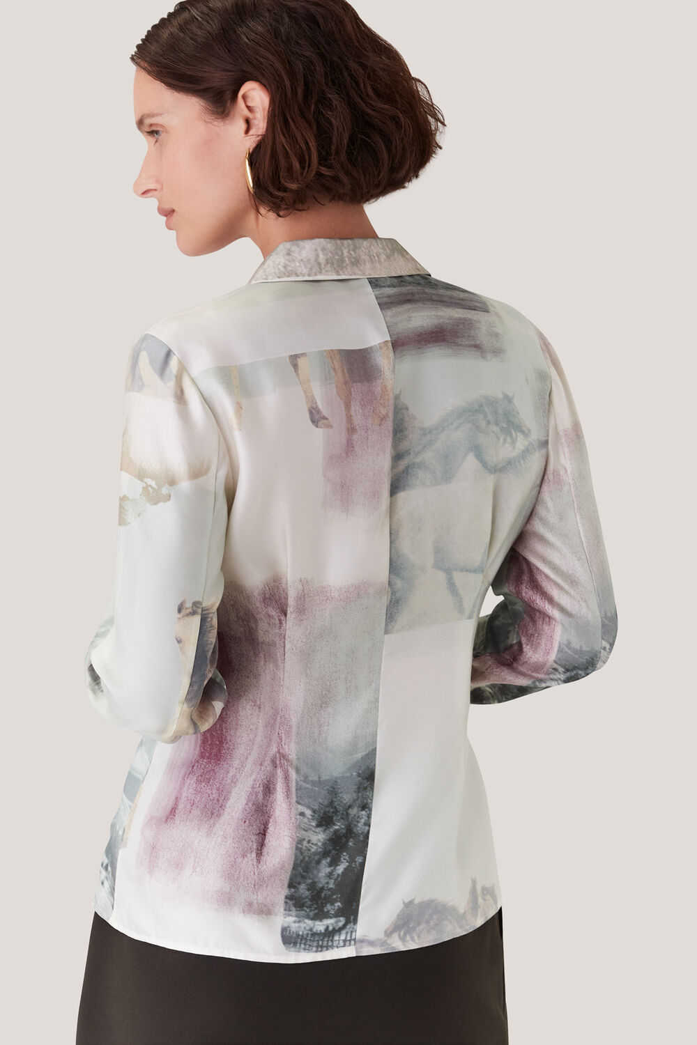 Wild Horse Print Silk Shirt
