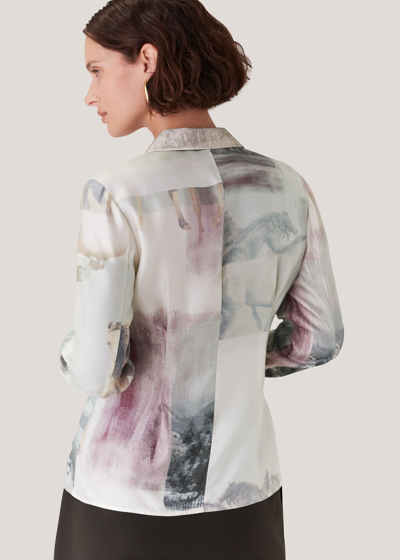 Wild Horse Print Silk Shirt