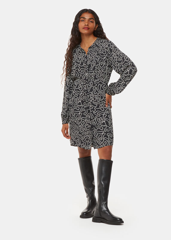 Black Petite Chain Print Flippy Dress
