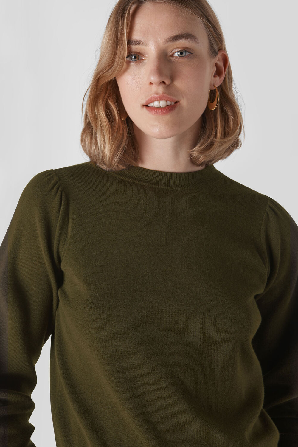 Puff Sleeve Knit Khaki