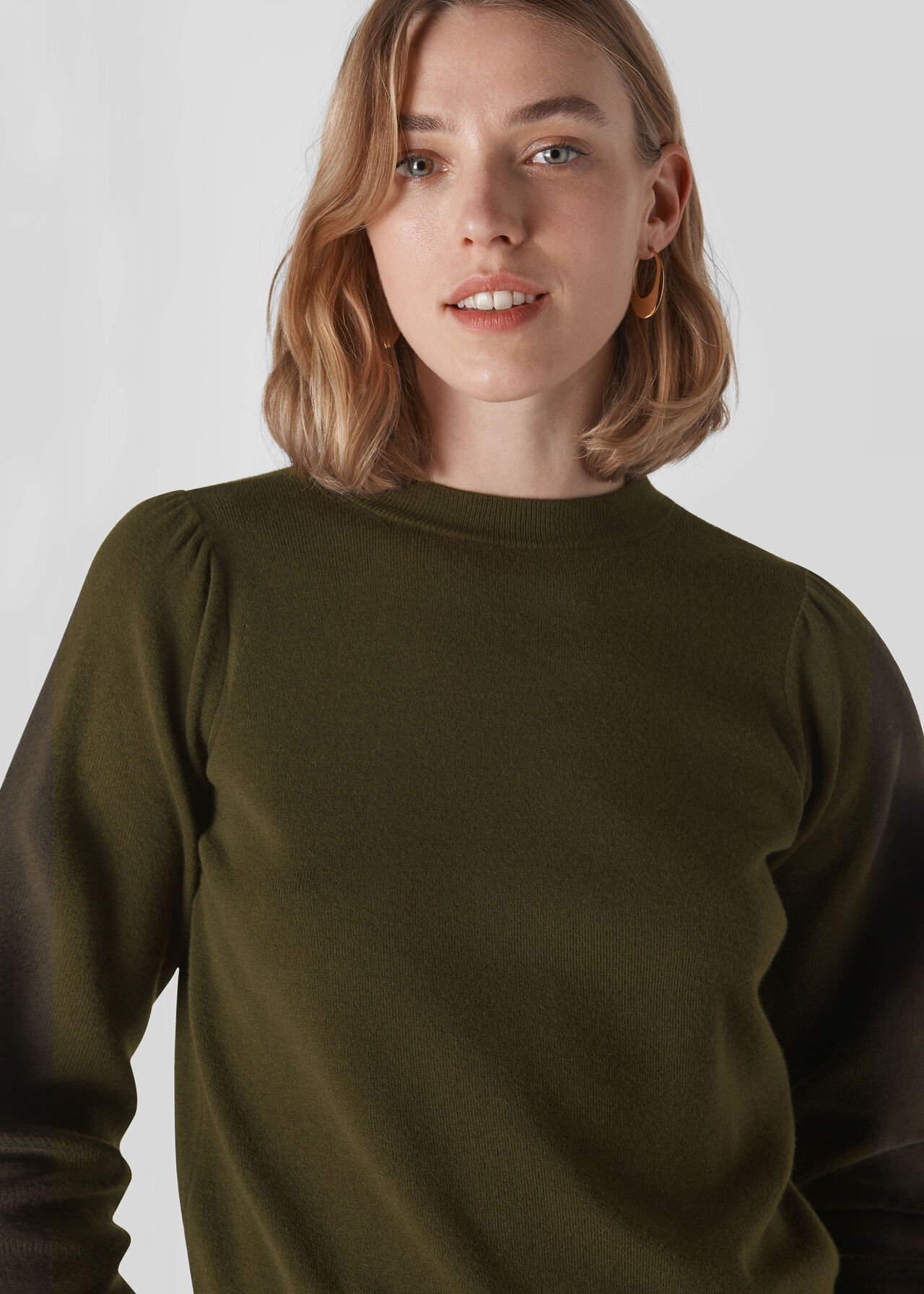 Puff Sleeve Knit Khaki