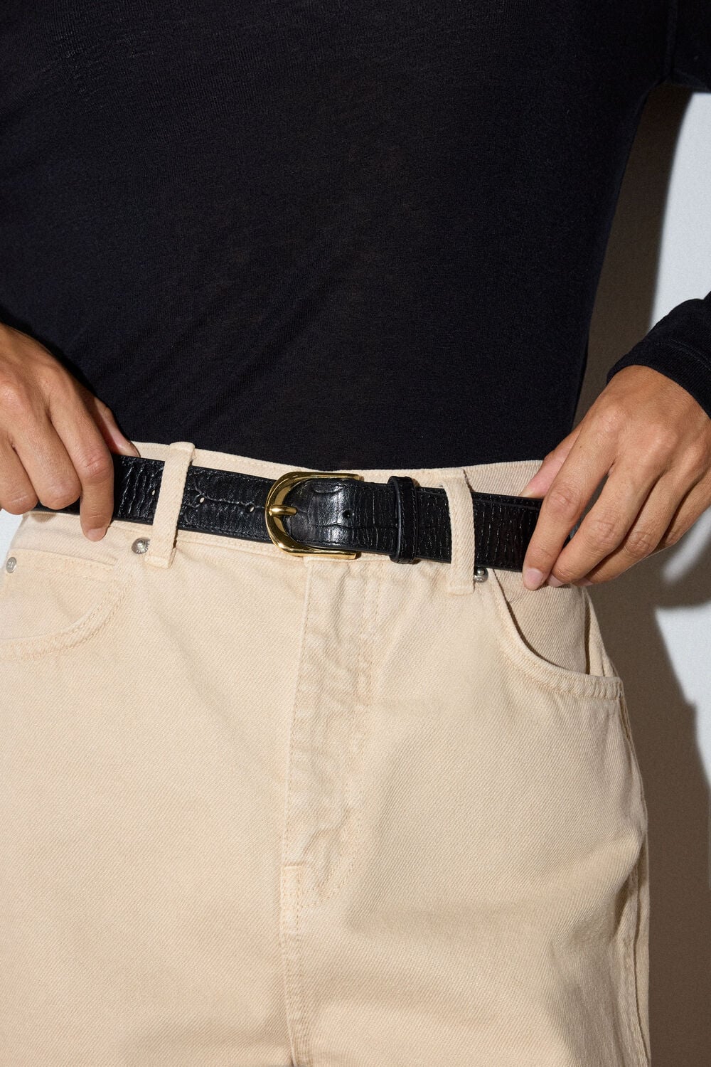Shiny Croc Leather Belt