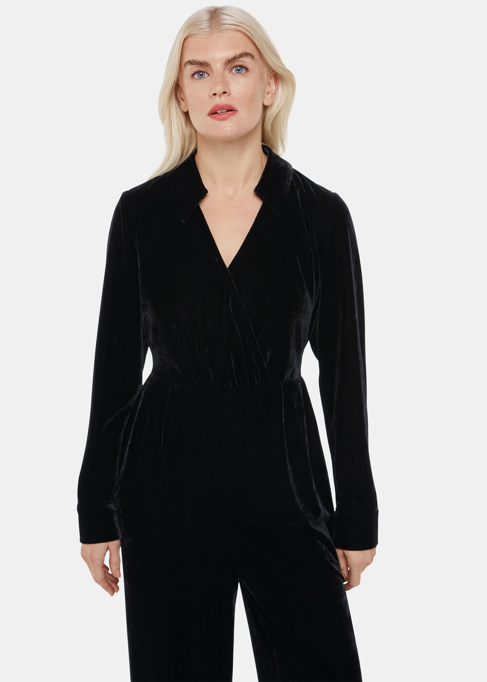 Petite Wrap Velvet Jumpsuit