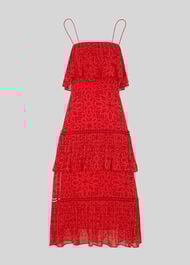 Riya Print Tiered Dress Red/Multi
