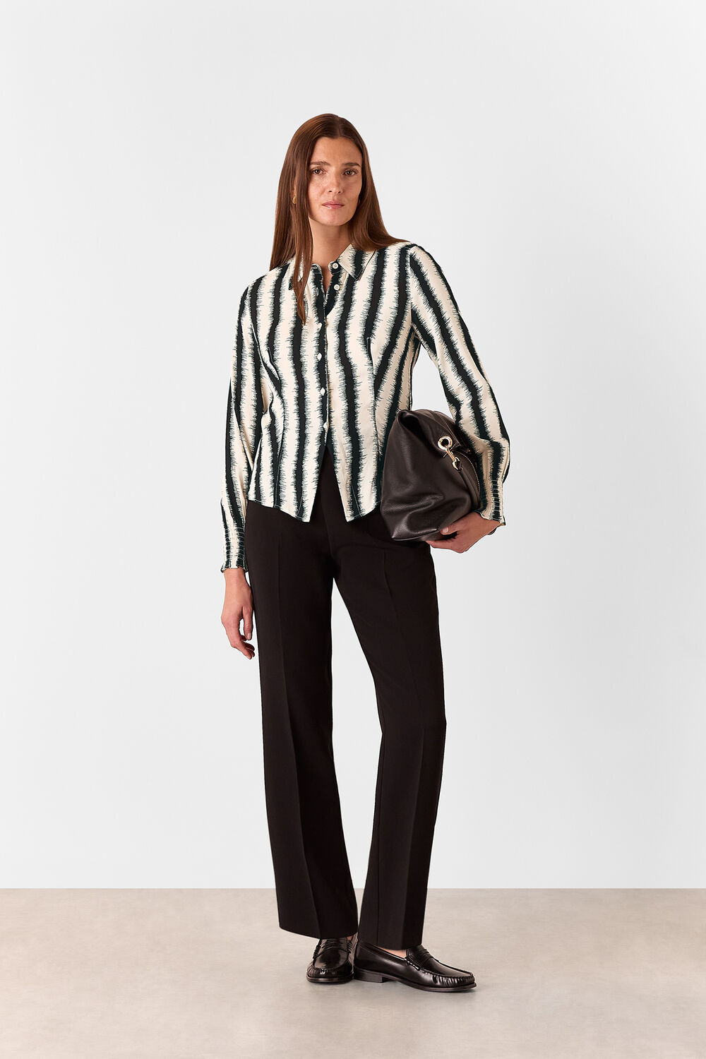 Ivory Hazy Stripe Fitted Shirt