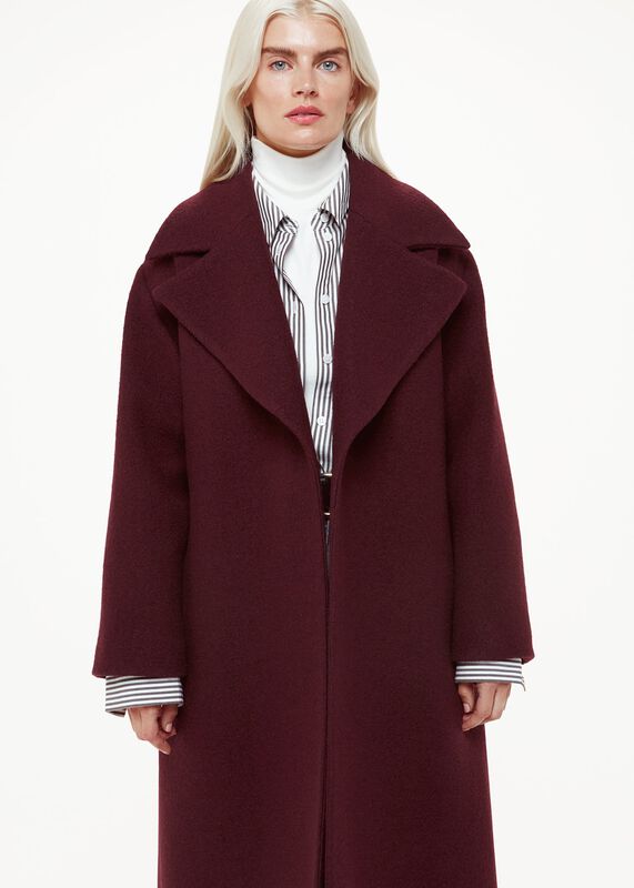Burgundy Petite Lorna Wrap Wool Coat