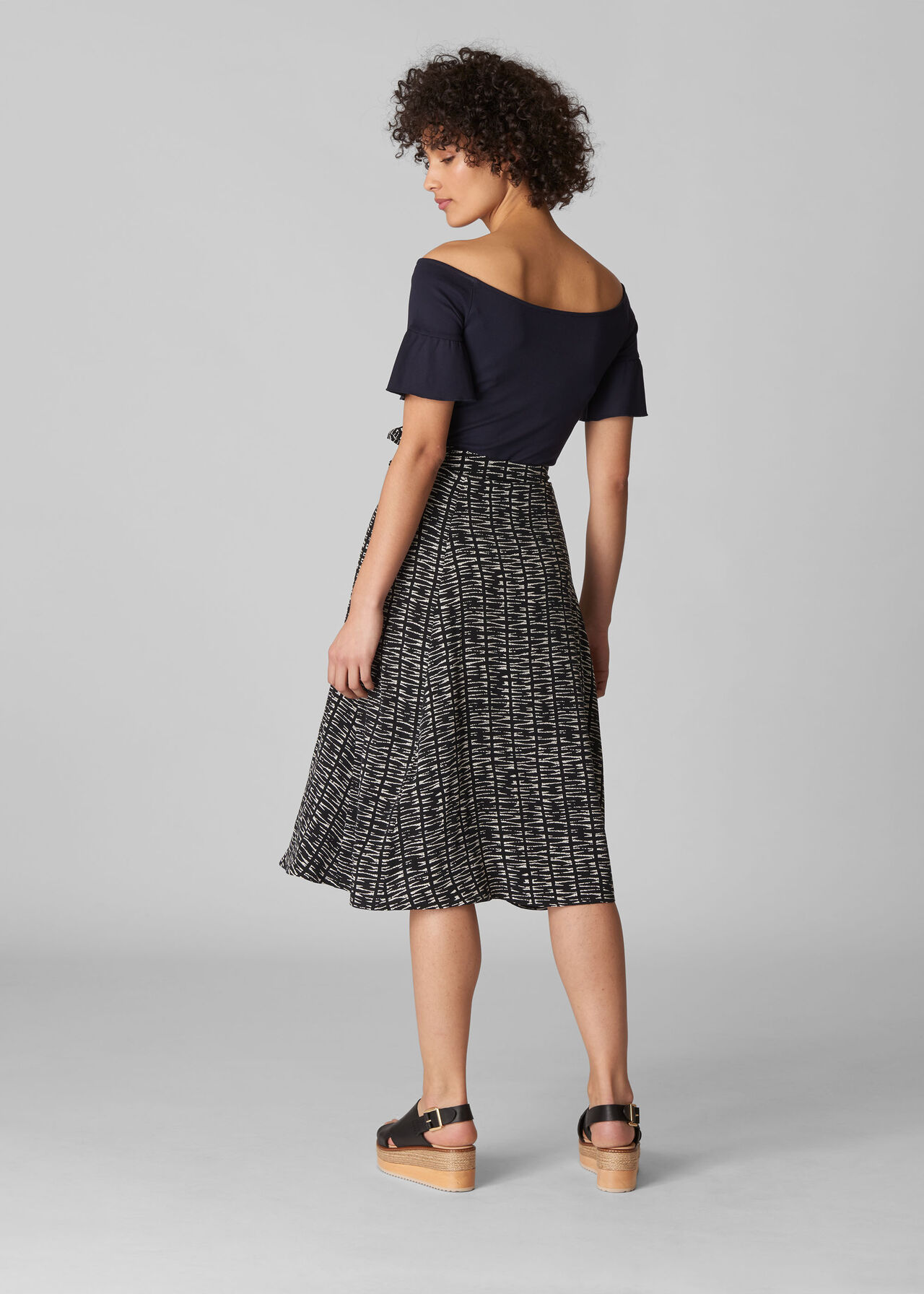 Black/Multi Sahara Print Avie Wrap Skirt | WHISTLES