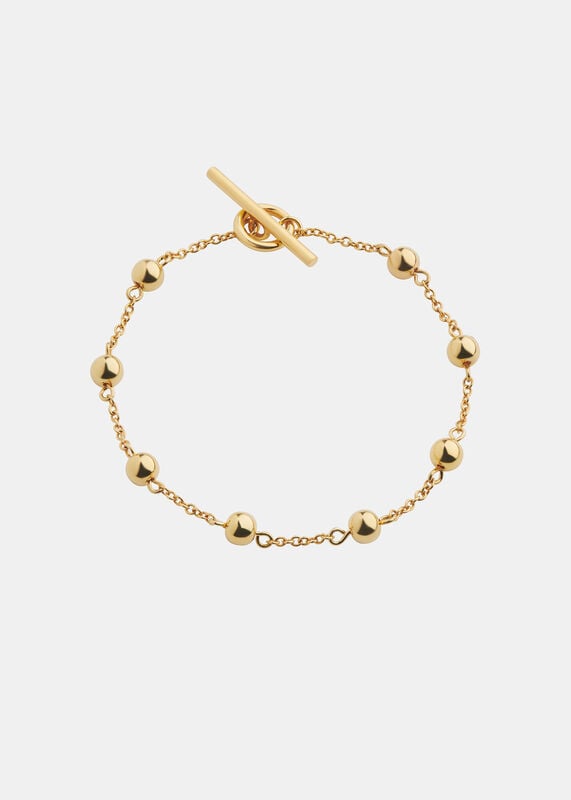 Gold Beaded T Bar Bracelet