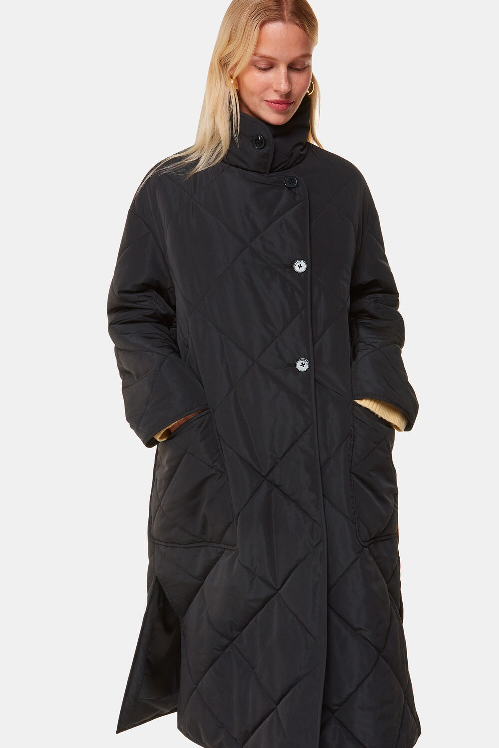 Black Alice Longline Quilted Coat