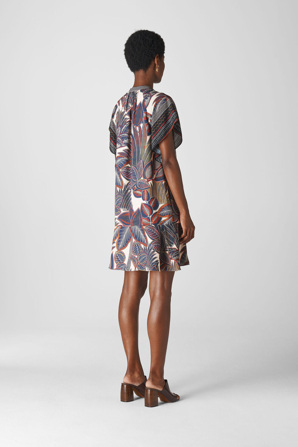 Palm Print Shirt Dress Multicolour
