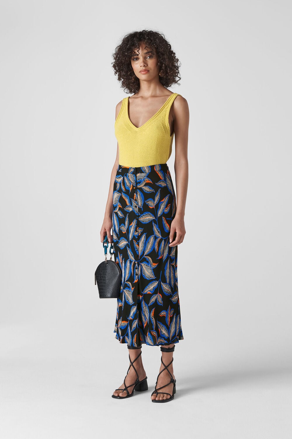 Autumn Leaf Print Skirt Black/Multi