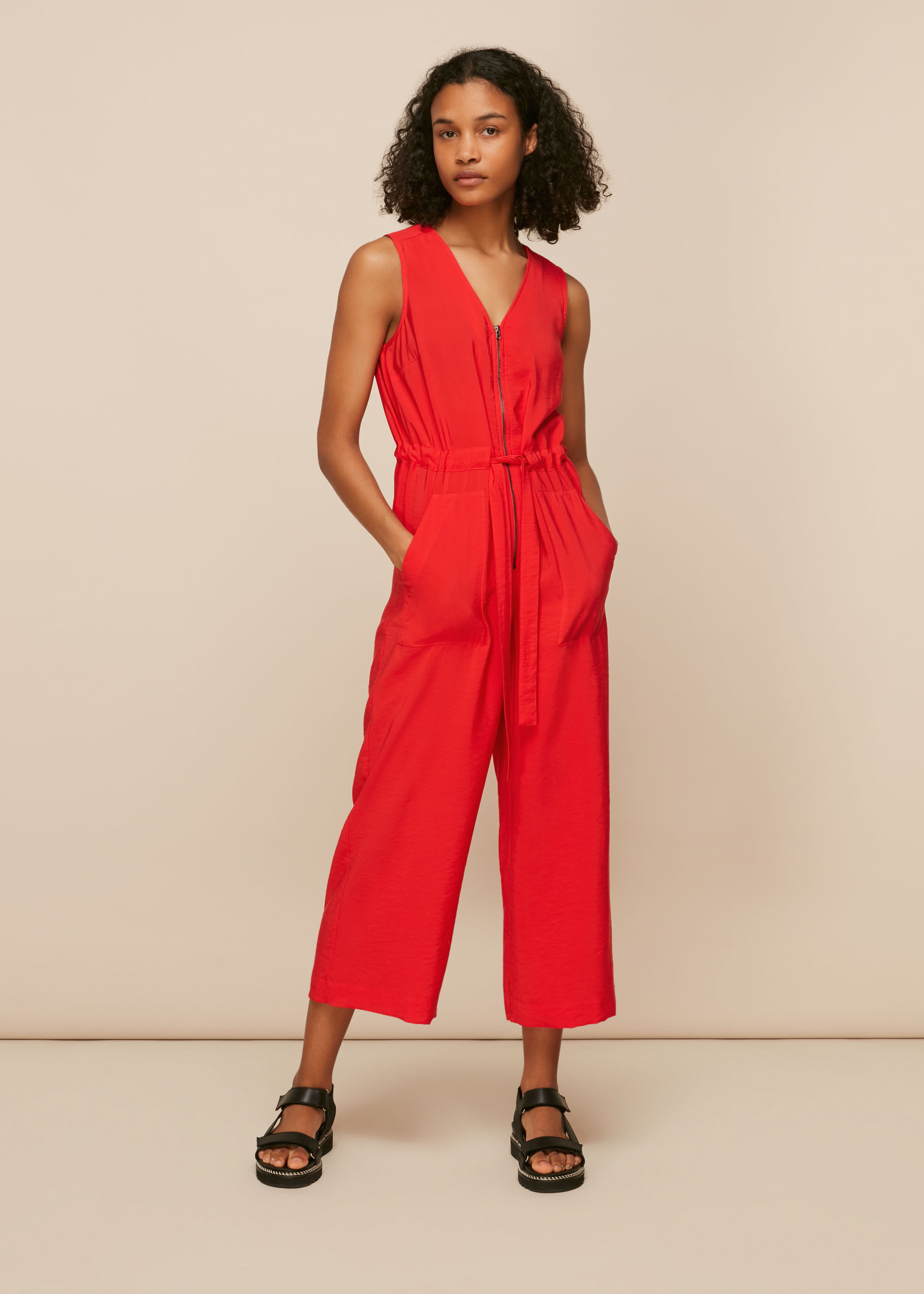 Casual online red jumpsuit