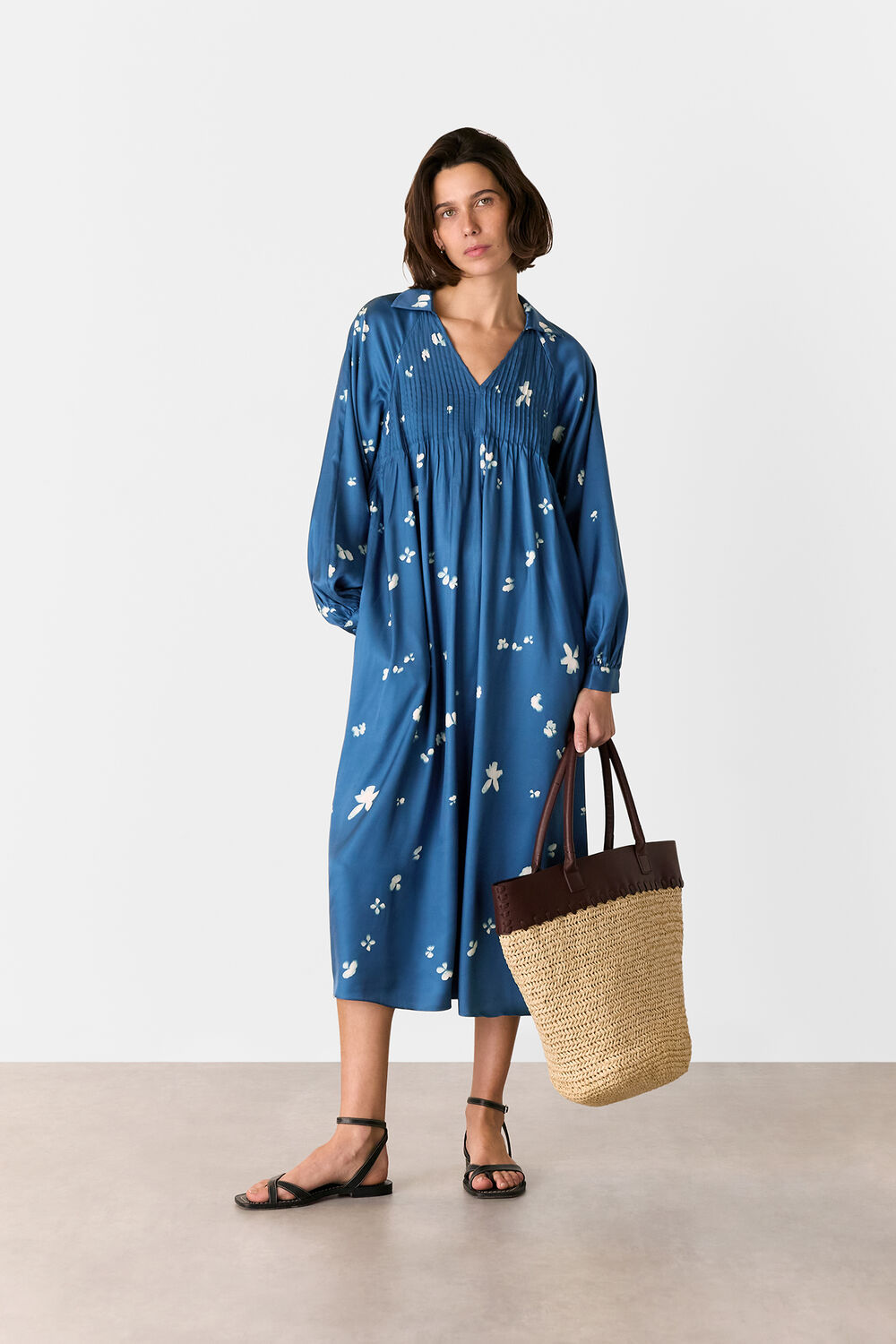 Blue Sun Bleached Floral Dress