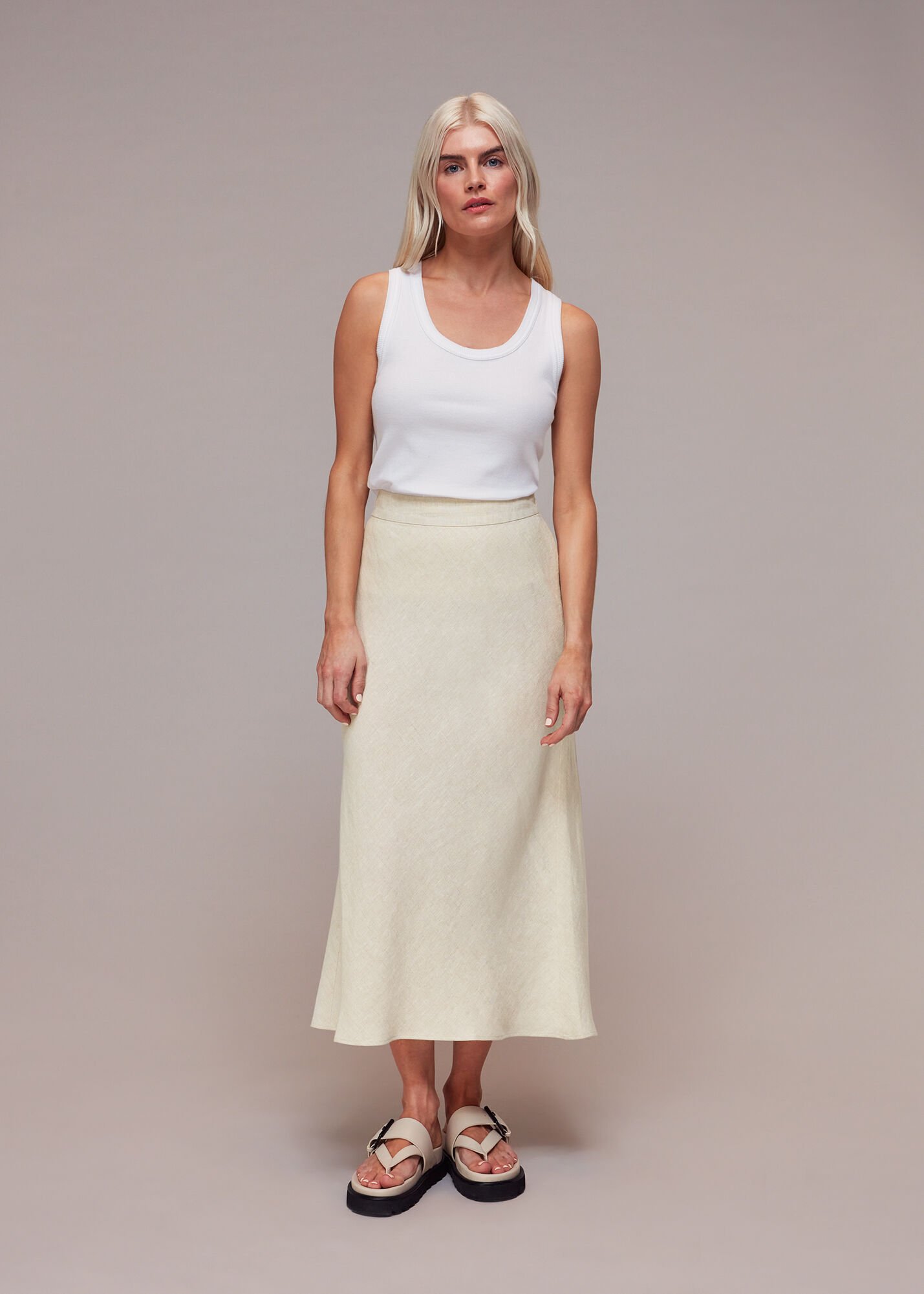 Linen skirt hotsell buttons