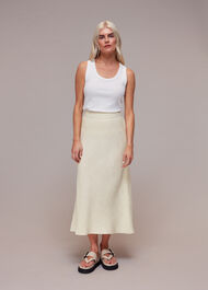 Petite Linen Side Button Skirt