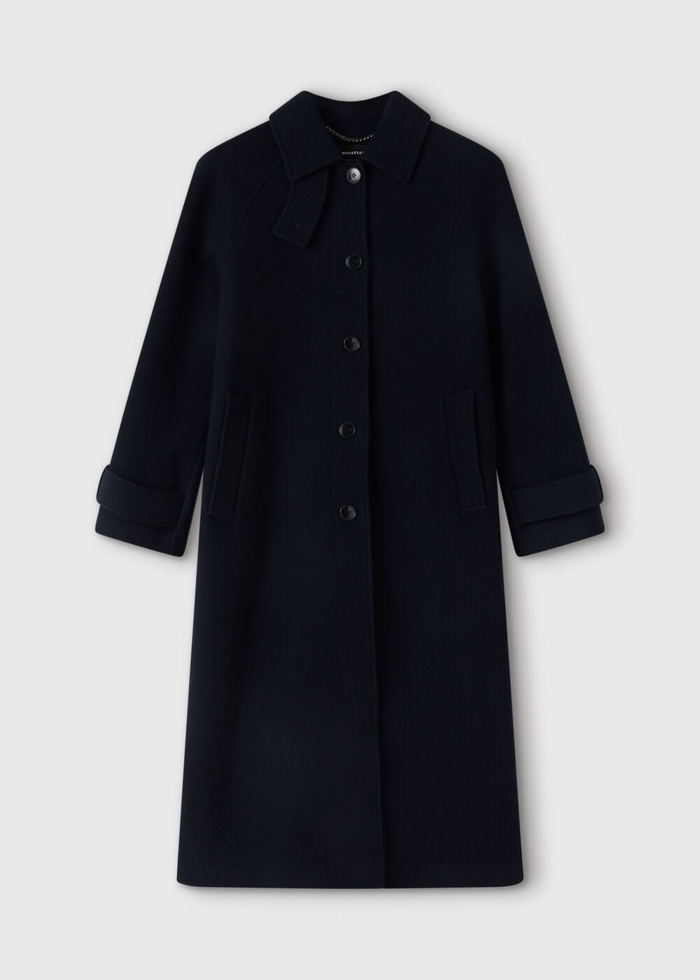 Navy Long Wool Car Coat