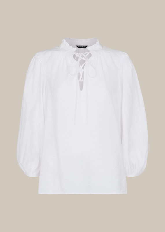 White Tie Neck Detail Blouse