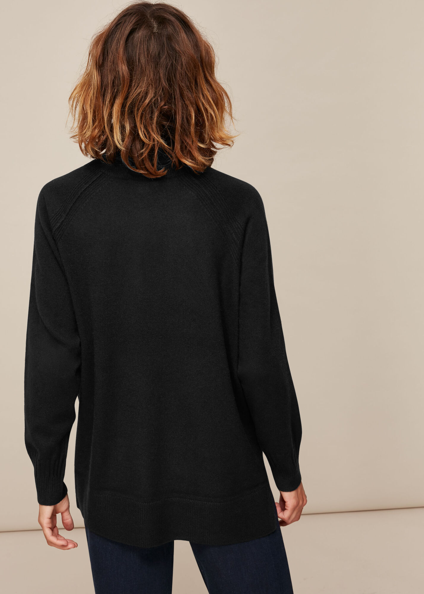 Black Cashmere Roll Neck Sweater WHISTLES