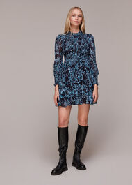 Wood Tiger Shirred Dress