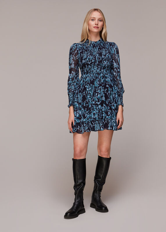 Wood Tiger Shirred Dress