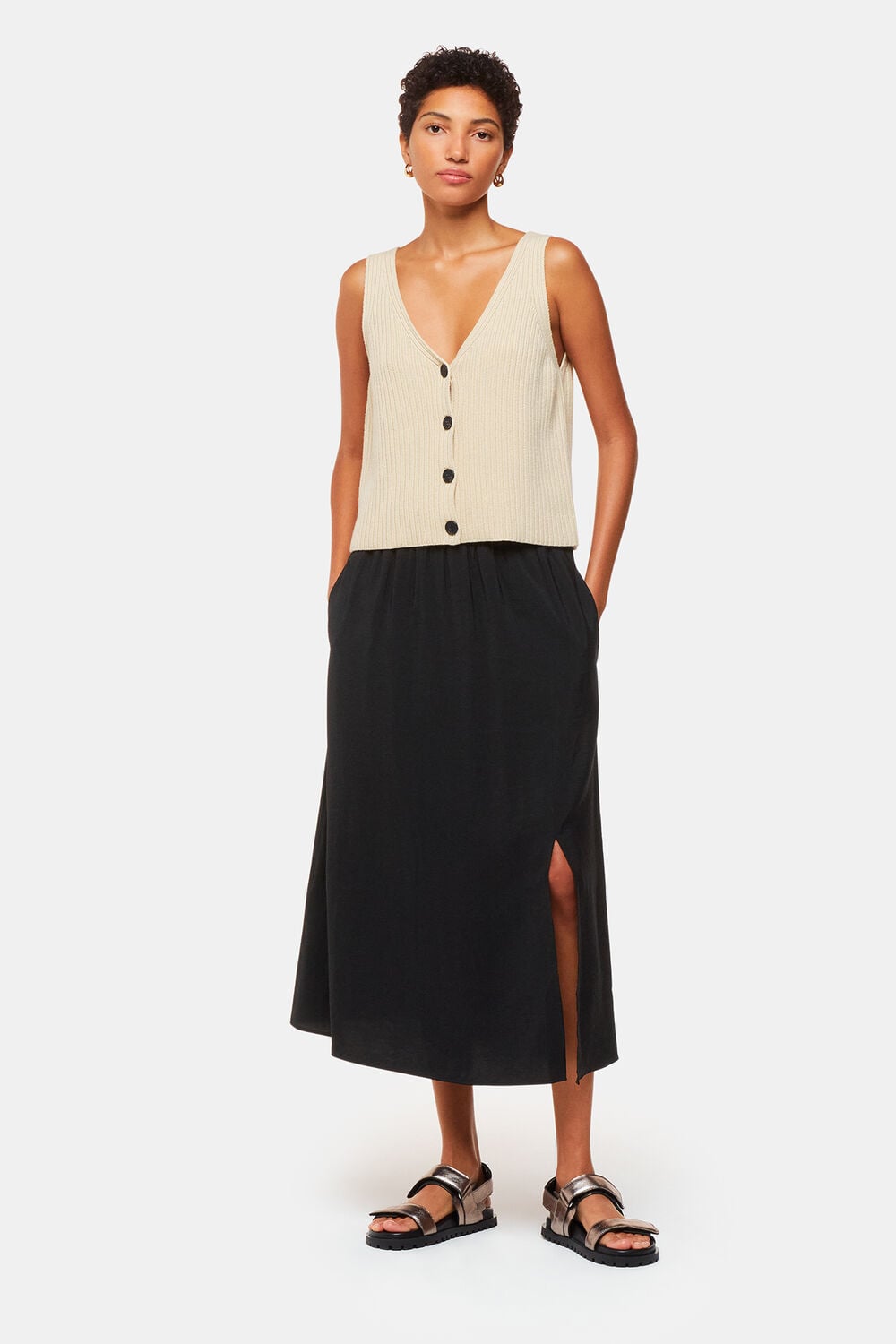 Black Eva Elasticated Waist Skirt