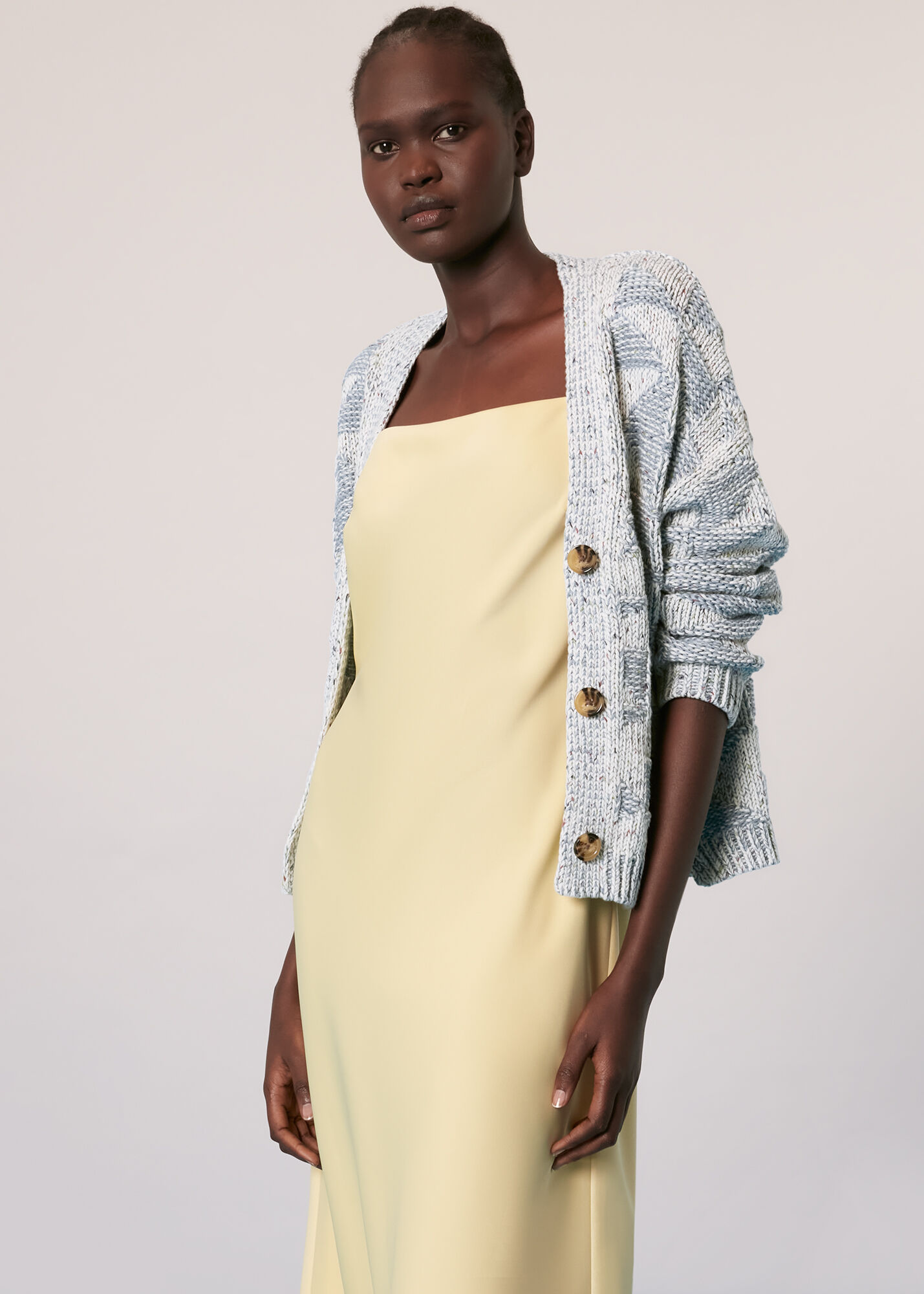 Blue/Multi Triangle Intarsia Cardigan WHISTLES