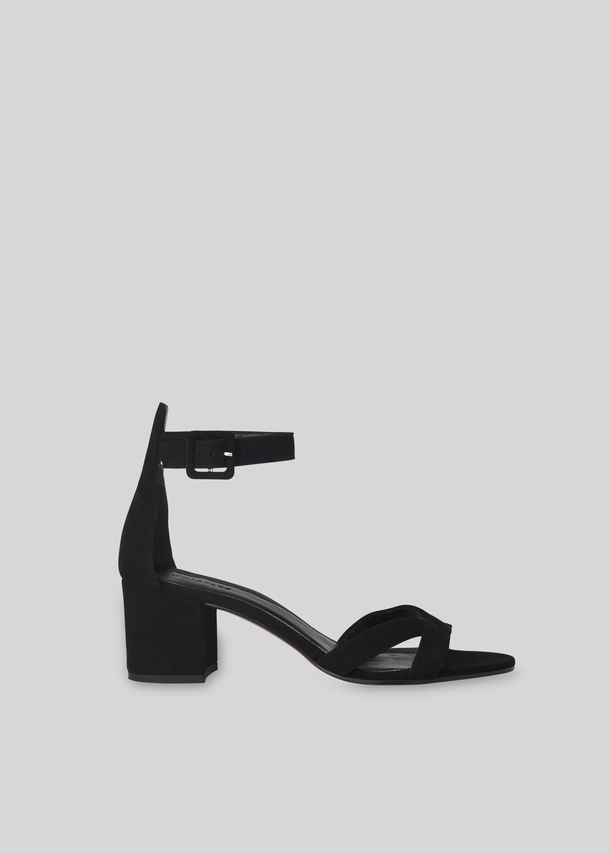 black midi block heels