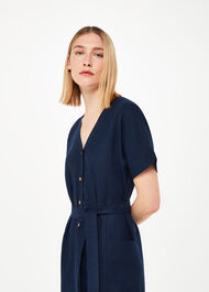 Linen Belted Midi Dress