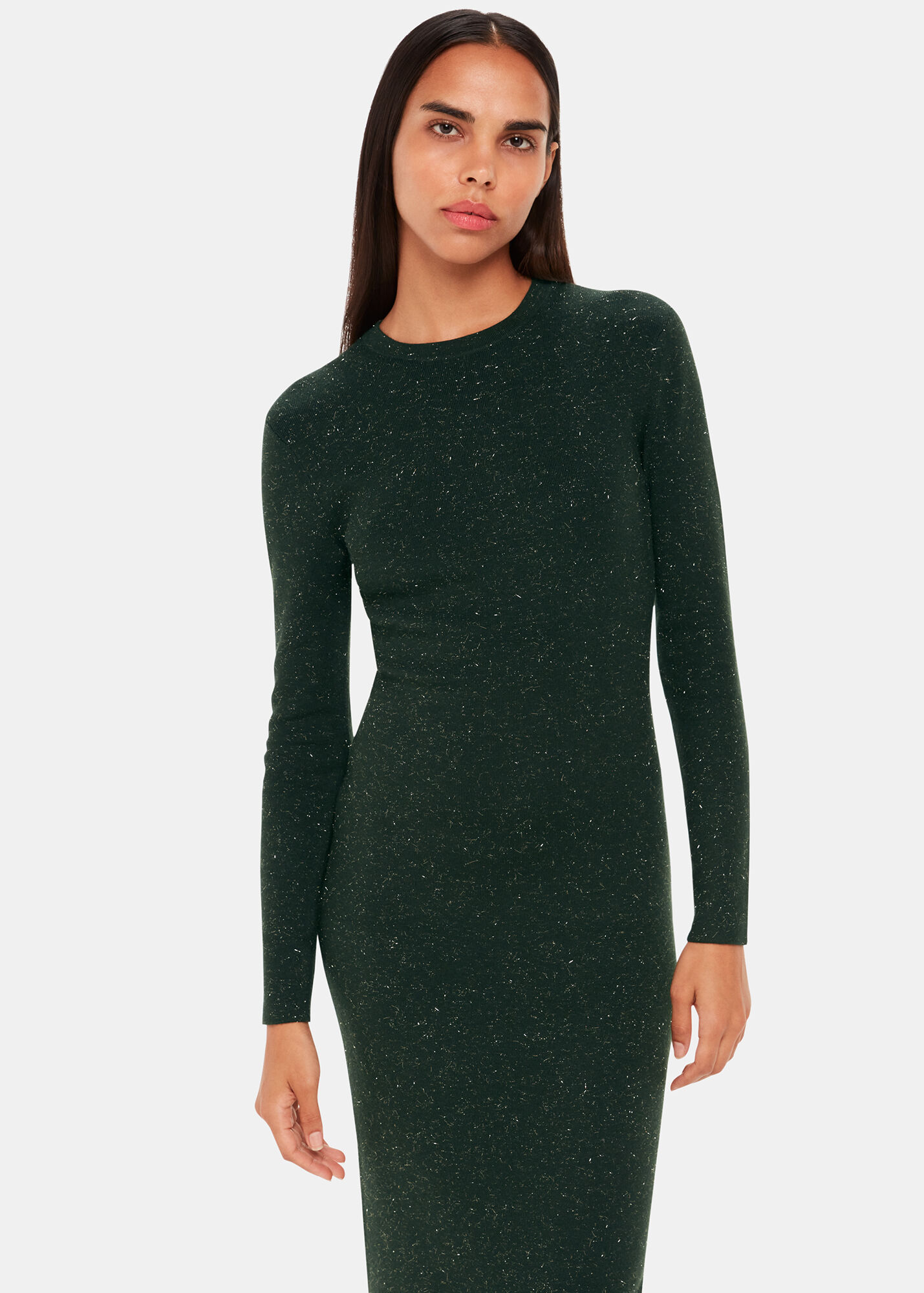 Dark Green Annie Sparkle Knit Dress WHISTLES