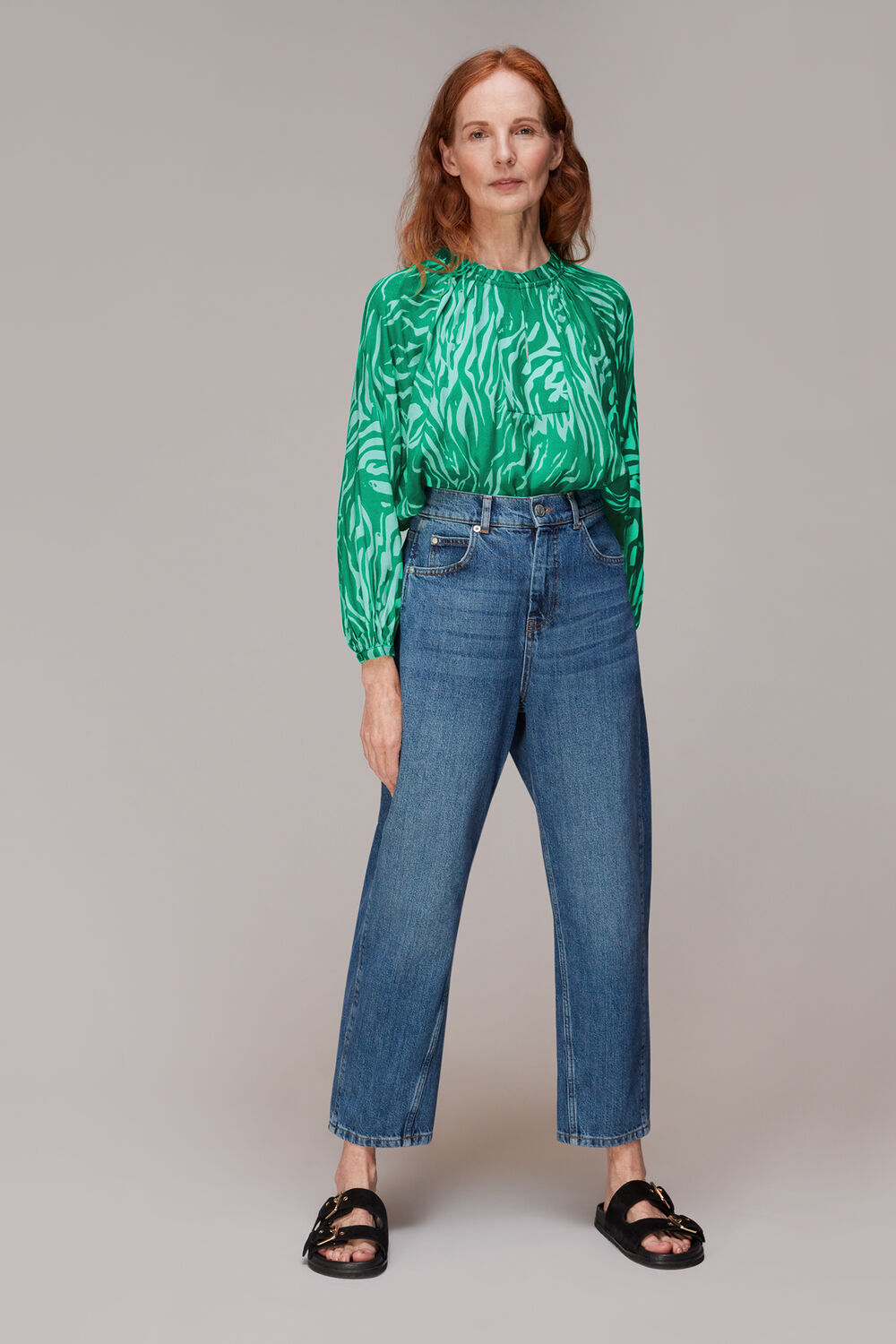 Green Tiger Print Blouse