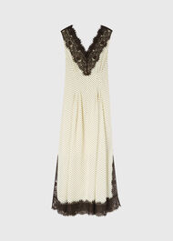 Lace V Neck Spot Midi Dress