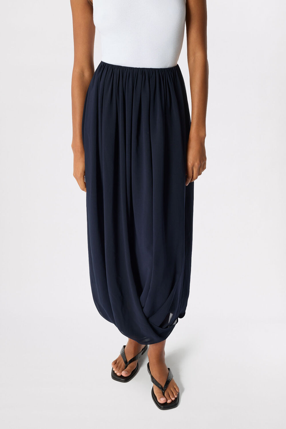 Draped Bubble Hem Skirt