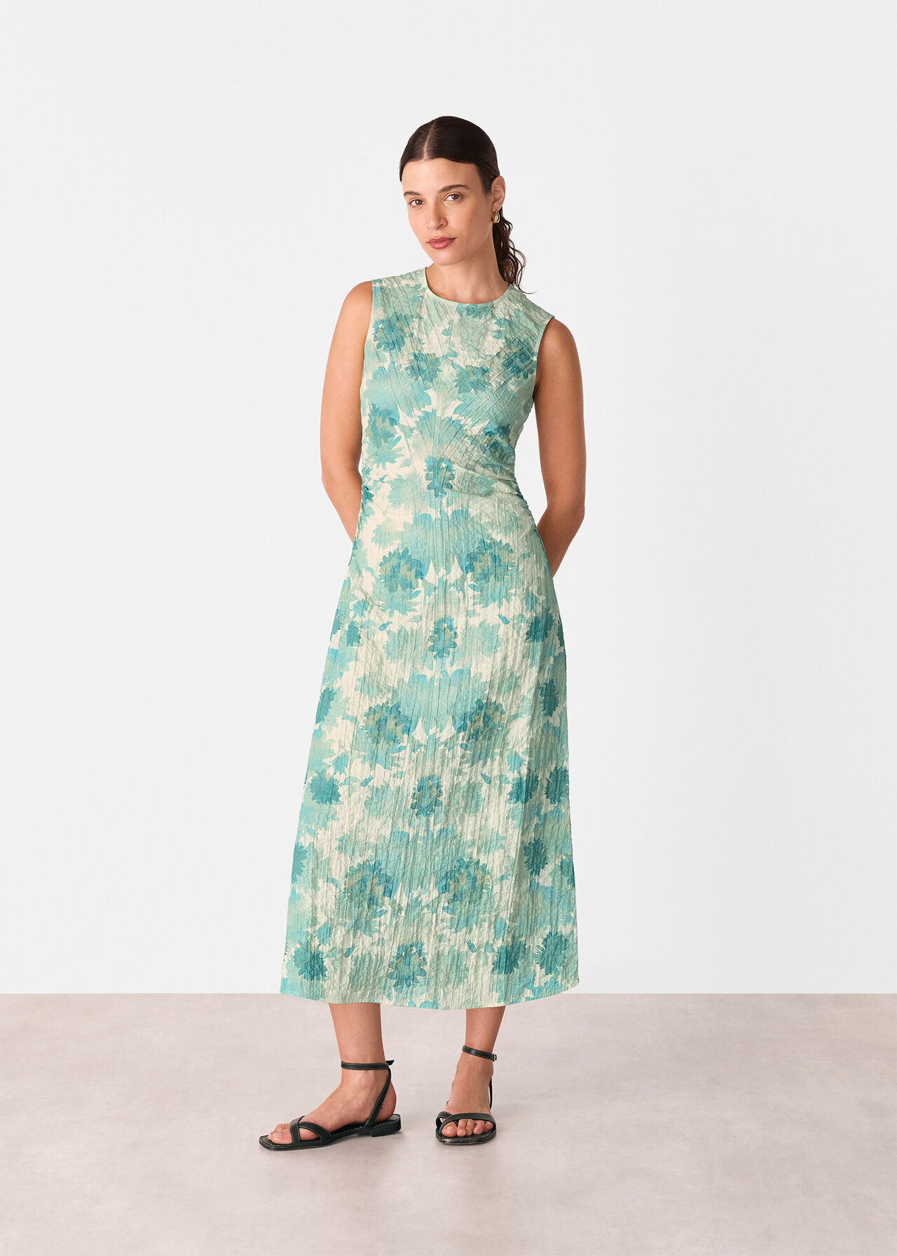 Floral Textured Midi Dress