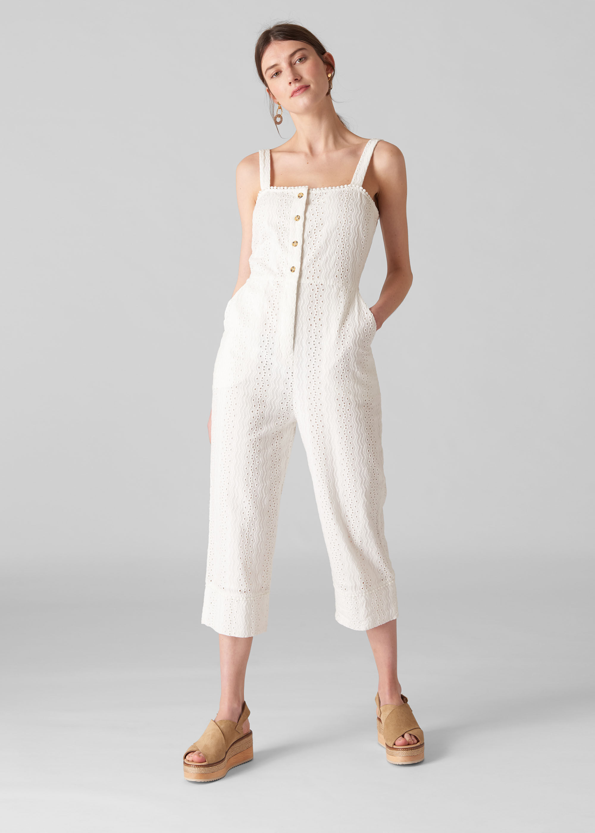 White broderie anglaise jumpsuit sale